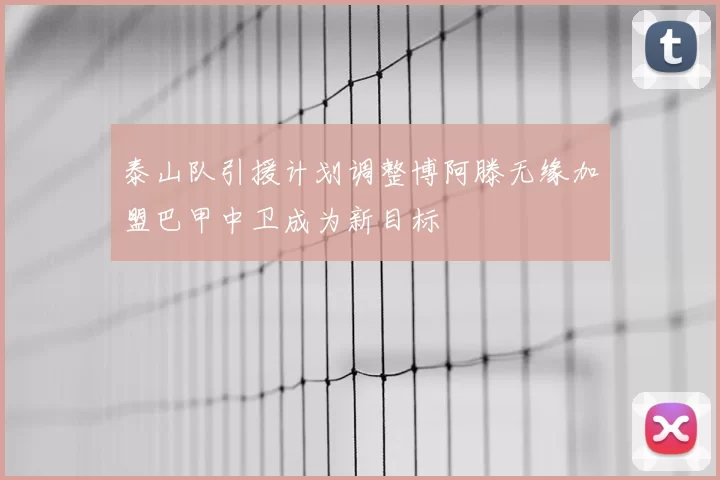 泰山队引援计划调整博阿滕无缘加盟巴甲中卫成为新目标